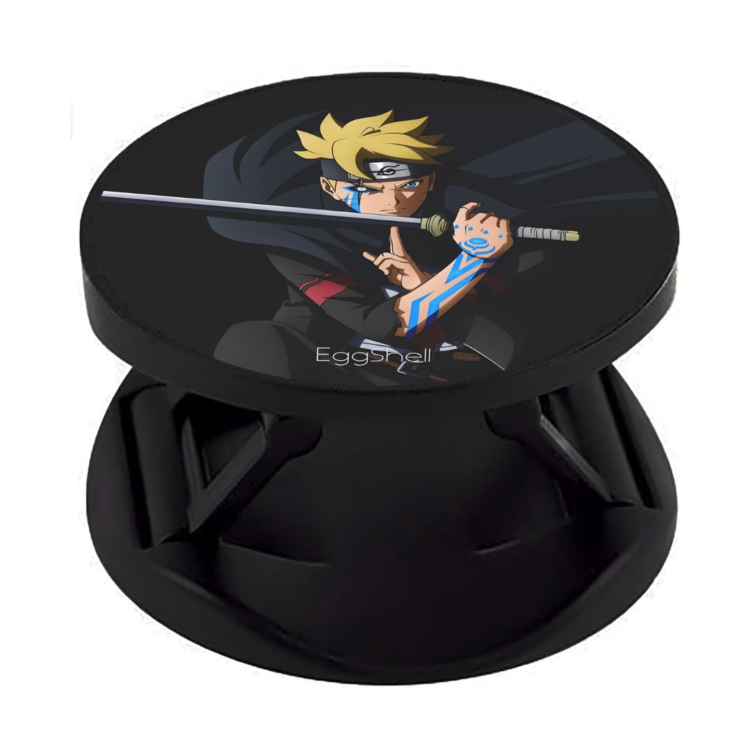 Eggshell Premium Super Matt Finish Effect Mobile Back Holder (Mobile Selfie Finger Grip) with Expanding Stand for All Smartphones & Tablets | (Boruto Karma Mode)
