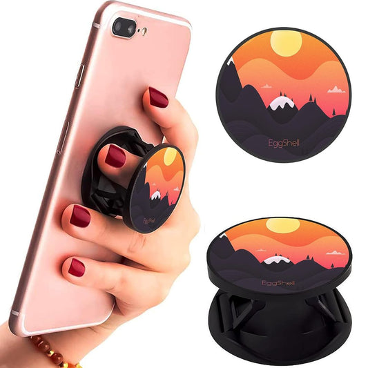 Eggshell Premium Super Matt Finish Effect Mobile Back Holder (Mobile Selfie Finger Grip) with Expanding Stand for All Smartphones & Tablets | (at The Dawn)