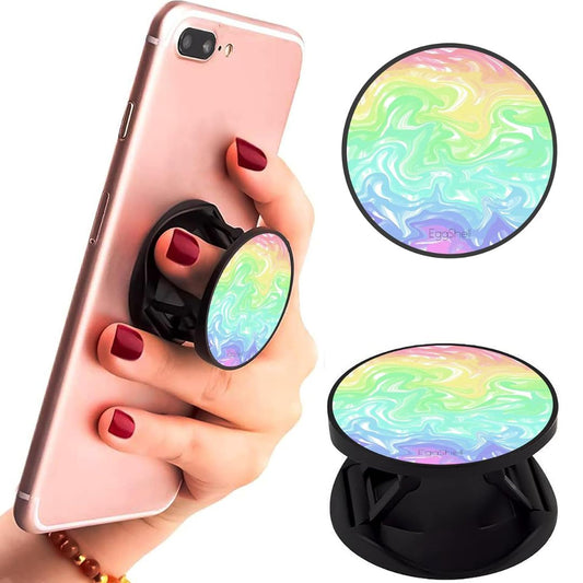 Eggshell Premium Super Matt Finish Effect Mobile Back Holder (Mobile Selfie Finger Grip) with Expanding Stand for All Smartphones & Tablets | (Abstract Waves Design)