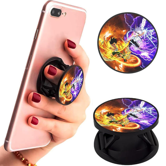 Eggshell Premium Super Matte Phone Grip & Stand | Expandable Mobile Back Holder for Smartphones & Tablets | (Chibi Gon and Killua NEN Abilities)