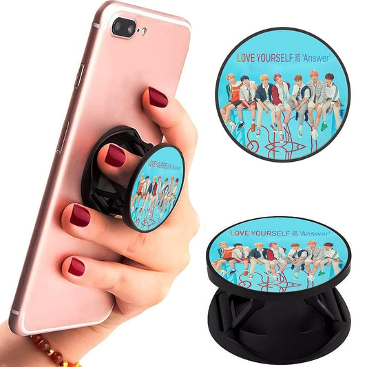 Eggshell Premium Super Matt Finish Effect Mobile Back Holder (Mobile Selfie Finger Grip) with Expanding Stand for All Smartphones & Tablets | (BTS - Playground Full Group)