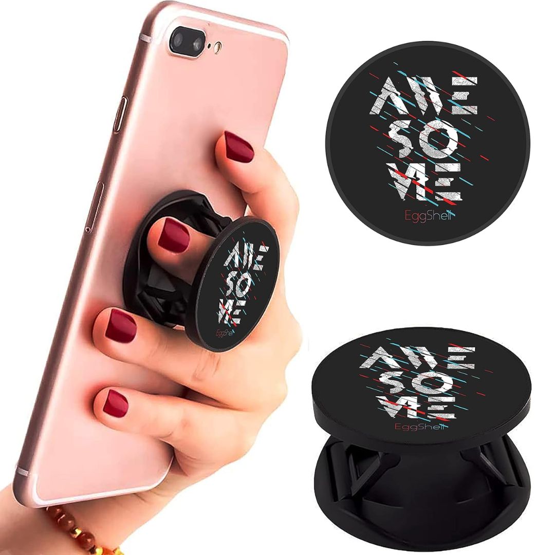 Eggshell Premium Super Matt Finish Effect Mobile Back Holder (Mobile Selfie Finger Grip) with Expanding Stand for All Smartphones & Tablets | (Be Awesomeee)