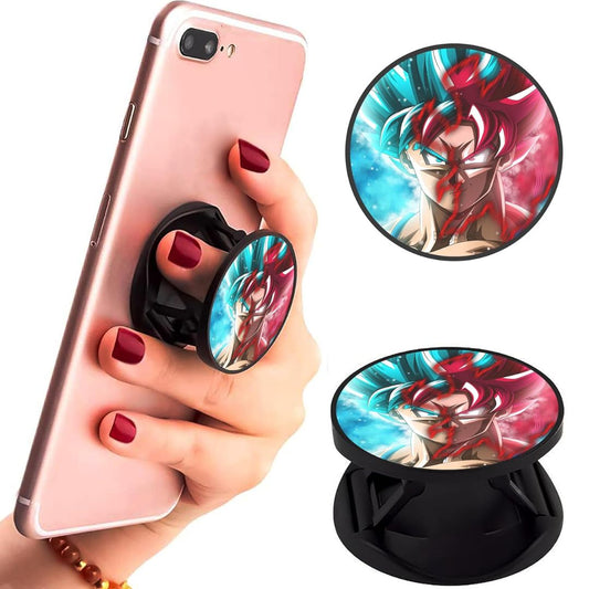 Eggshell Premium Super Matt Finish Effect Mobile Back Holder (Mobile Selfie Finger Grip) with Expanding Stand for All Smartphones & Tablets | (Goku's Ultimate Form)