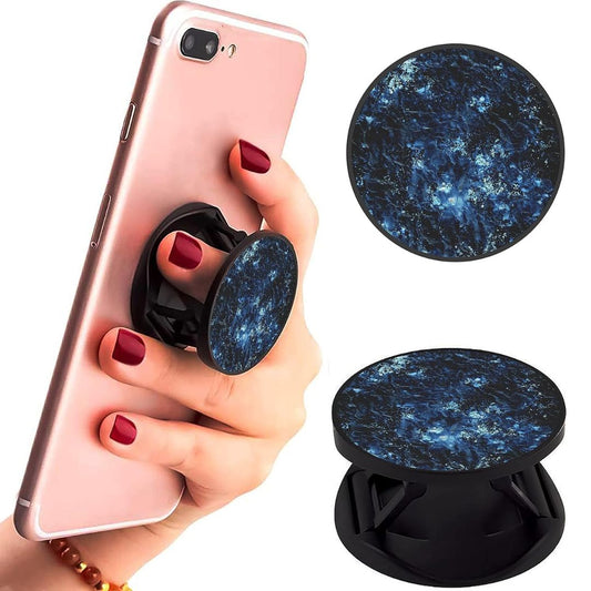 Eggshell Premium Super Matt Finish Effect Mobile Back Holder (Mobile Selfie Finger Grip) with Expanding Stand for All Smartphones & Tablets | (Blue Stardust Abstract)