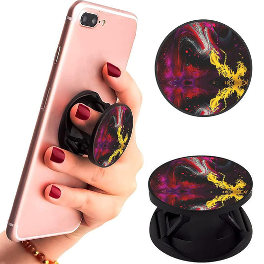 Eggshell Premium Super Matt Finish Effect Mobile Back Holder (Mobile Selfie Finger Grip) with Expanding Stand for All Smartphones & Tablets | (Dragon's Breath Abstract)
