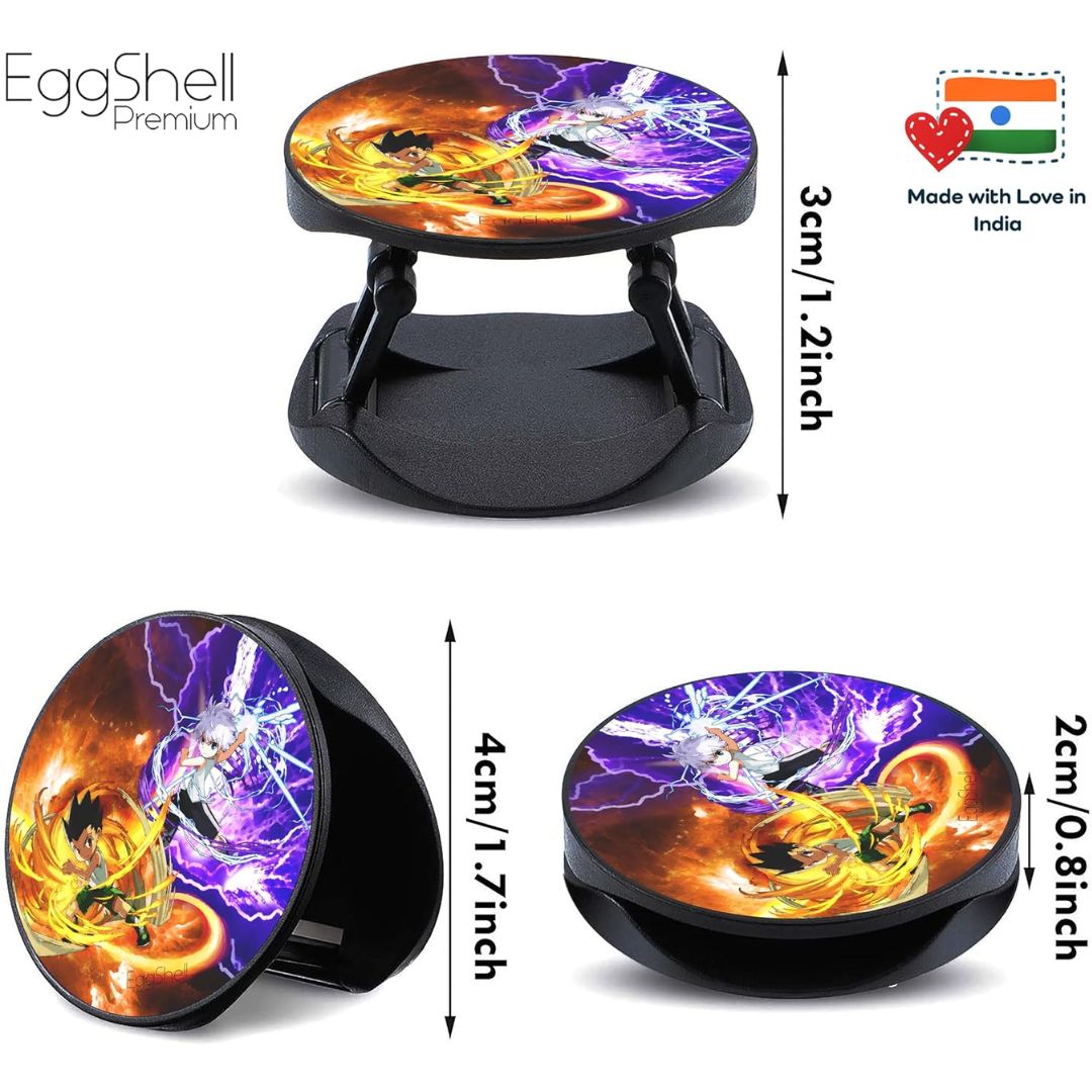 Eggshell Premium Super Matte Phone Grip & Stand | Expandable Mobile Back Holder for Smartphones & Tablets | (Chibi Gon and Killua NEN Abilities)