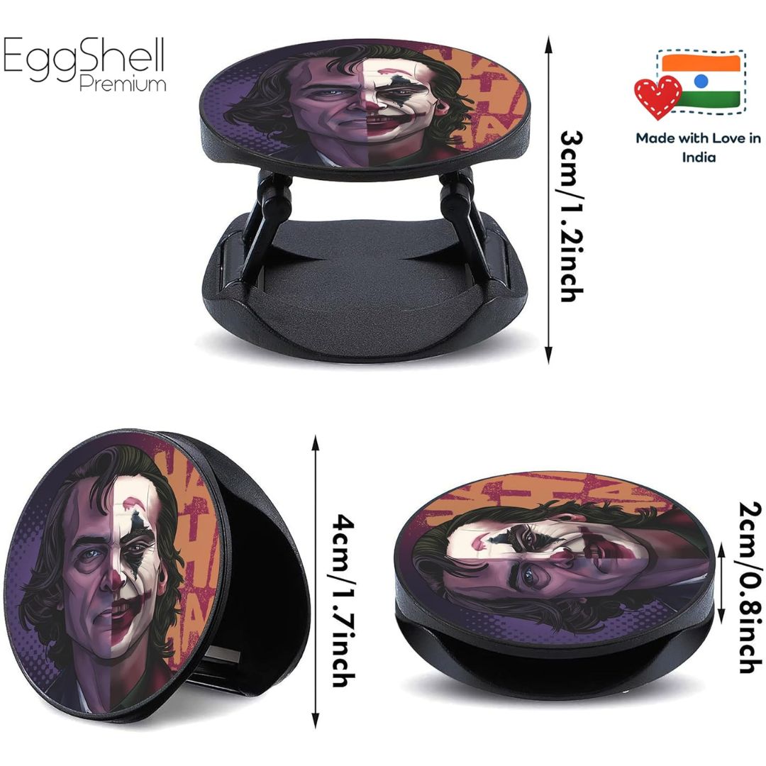 Eggshell Premium Super Matte Phone Grip & Stand | Expandable Mobile Back Holder for Smartphones & Tablets | VAR - Pop - Matt - Anime 1 T (Animated Joker)