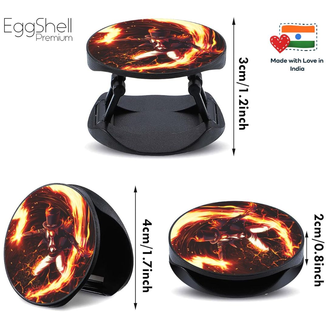 Eggshell Premium Super Matte Phone Grip & Stand | Expandable Mobile Back Holder for Smartphones & Tablets | (Flame Dragon Sabo)