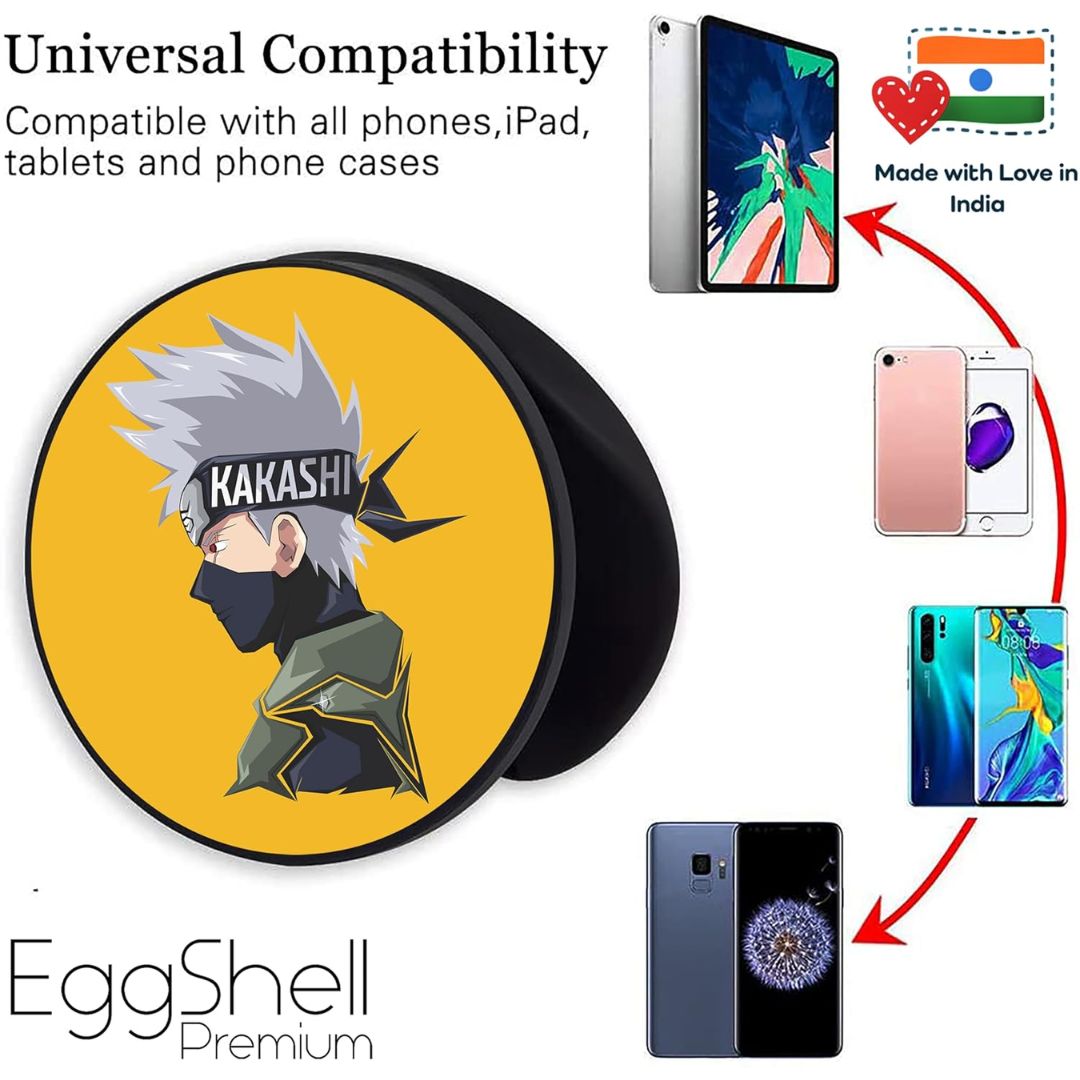 Eggshell Premium Super Matte Phone Grip & Stand | Expandable Mobile Back Holder for Smartphones & Tablets | (Hatake Kakashi Geometrical Face Naruto)