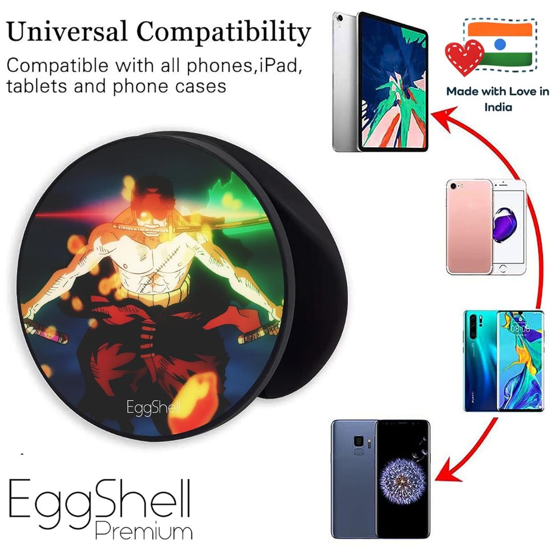 Eggshell Premium Super Matte Phone Grip & Stand | Expandable Mobile Back Holder for Smartphones & Tablets | (King of Hell Zoro)