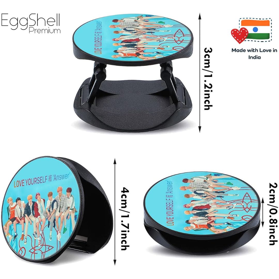 Eggshell Premium Super Matt Finish Effect Mobile Back Holder (Mobile Selfie Finger Grip) with Expanding Stand for All Smartphones & Tablets | (BTS - Playground Full Group)