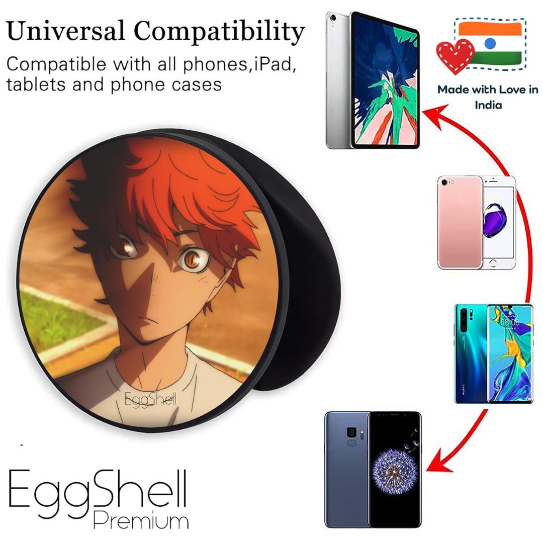 Eggshell Premium Super Matte Phone Grip & Stand | Expandable Mobile Back Holder for Smartphones & Tablets | (Angry Hinata Haikyu)