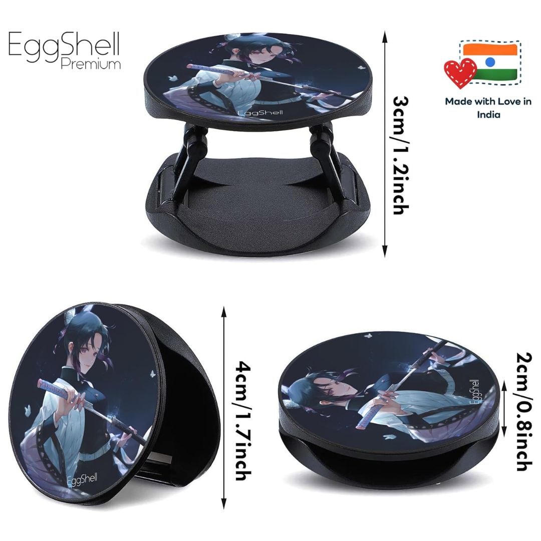 Eggshell Premium Super Matte Phone Grip & Stand | Expandable Mobile Back Holder for Smartphones & Tablets | (Insect hashira Shinobu kocho Demon Slayer)