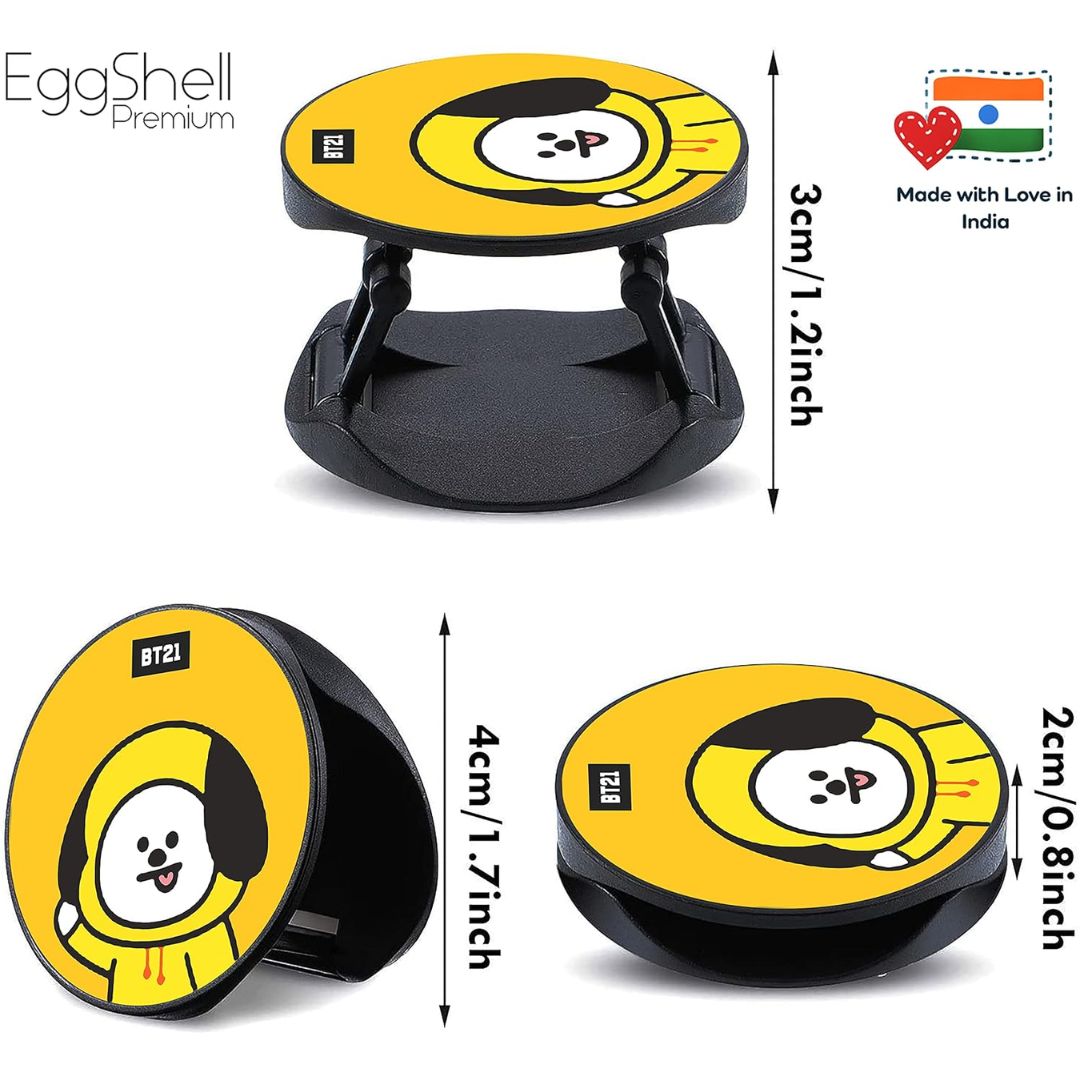 Eggshell Premium Super Matt Finish Effect Mobile Back Holder (Mobile Selfie Finger Grip) with Expanding Stand for All Smartphones & Tablets (Chimmy) (Chimmy)