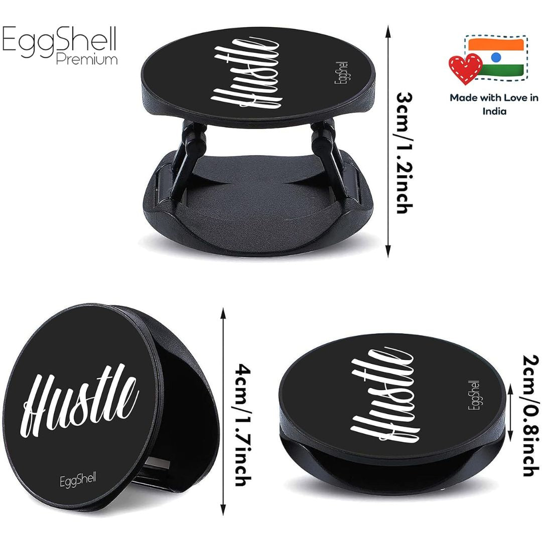 Eggshell Premium Super Matt Finish Effect Mobile Back Holder (Mobile Selfie Finger Grip) with Expanding Stand for All Smartphones & Tablets | (BW Hustle)