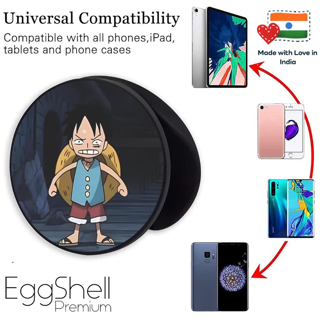 Eggshell Premium Super Matte Phone Grip & Stand | Expandable Mobile Back Holder for Smartphones & Tablets | (Chibi Luffy)