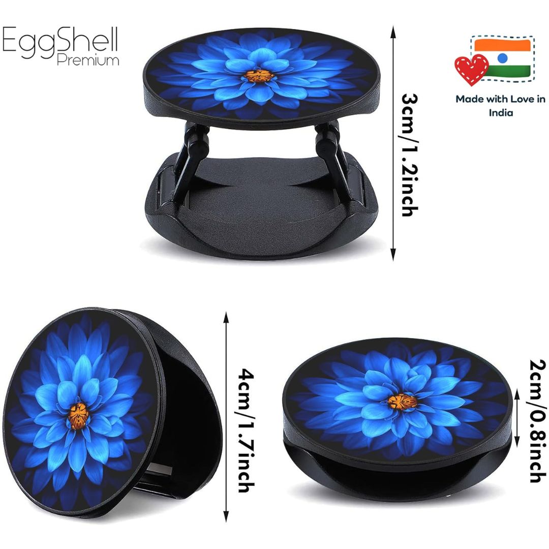 Eggshell Premium Super Matt Finish Effect Mobile Back Holder (Mobile Selfie Finger Grip) with Expanding Stand for All Smartphones & Tablets | (Blue Dahlia)