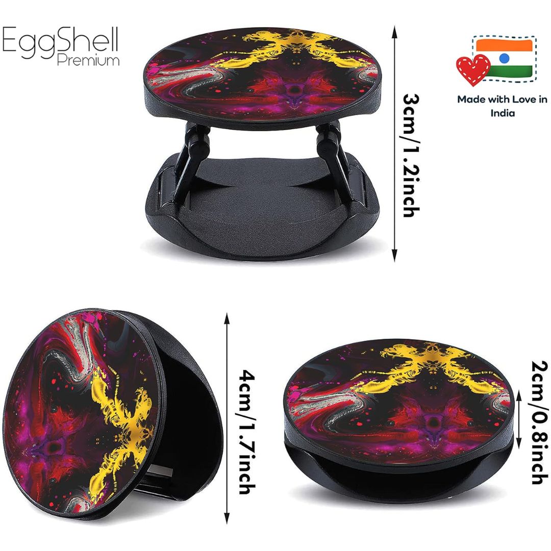 Eggshell Premium Super Matt Finish Effect Mobile Back Holder (Mobile Selfie Finger Grip) with Expanding Stand for All Smartphones & Tablets | (Dragon's Breath Abstract)