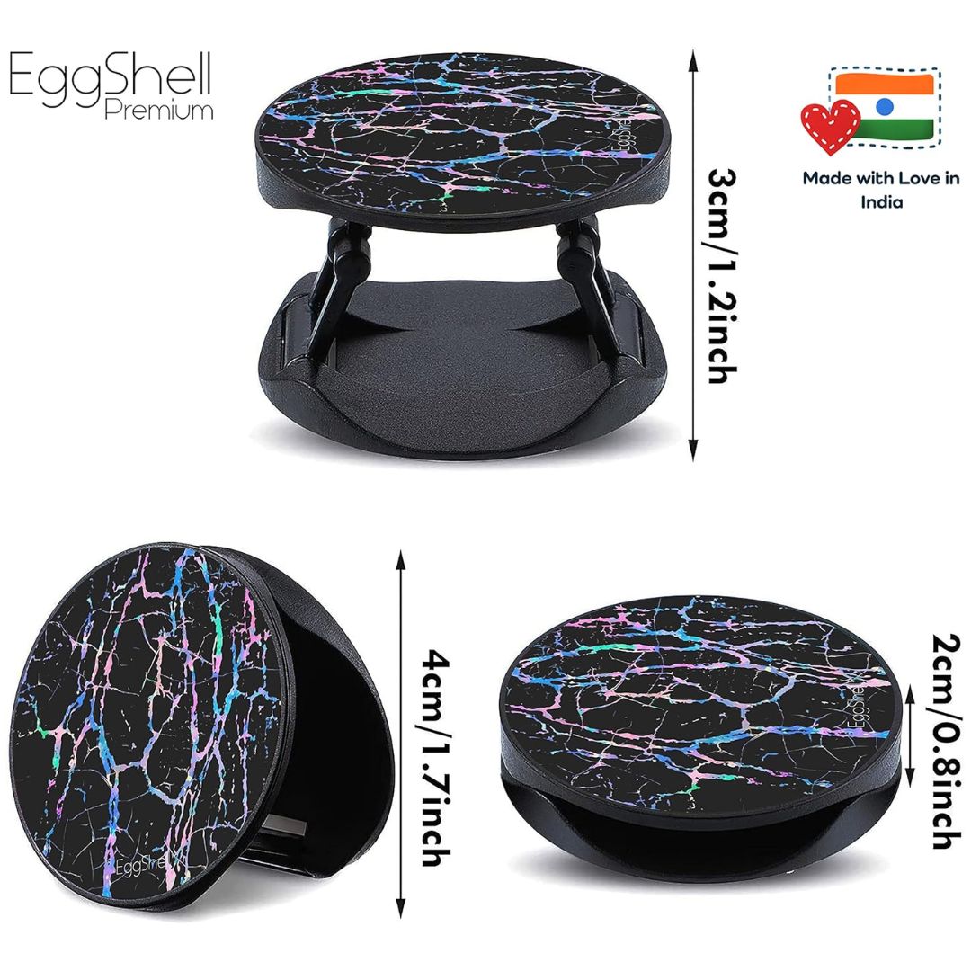 Eggshell Premium Super Matt Finish Effect Mobile Back Holder (Mobile Selfie Finger Grip) with Expanding Stand for All Smartphones & Tablets | (Black Colorful Vibrant Abstract)