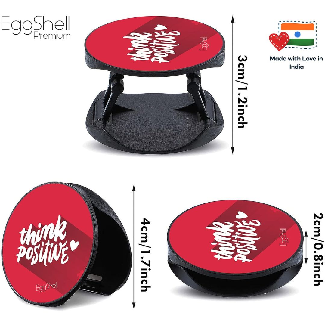 Eggshell Premium Super Matt Finish Effect Mobile Back Holder (Mobile Selfie Finger Grip) with Expanding Stand for All Smartphones & Tablets | (Be Positive Red)