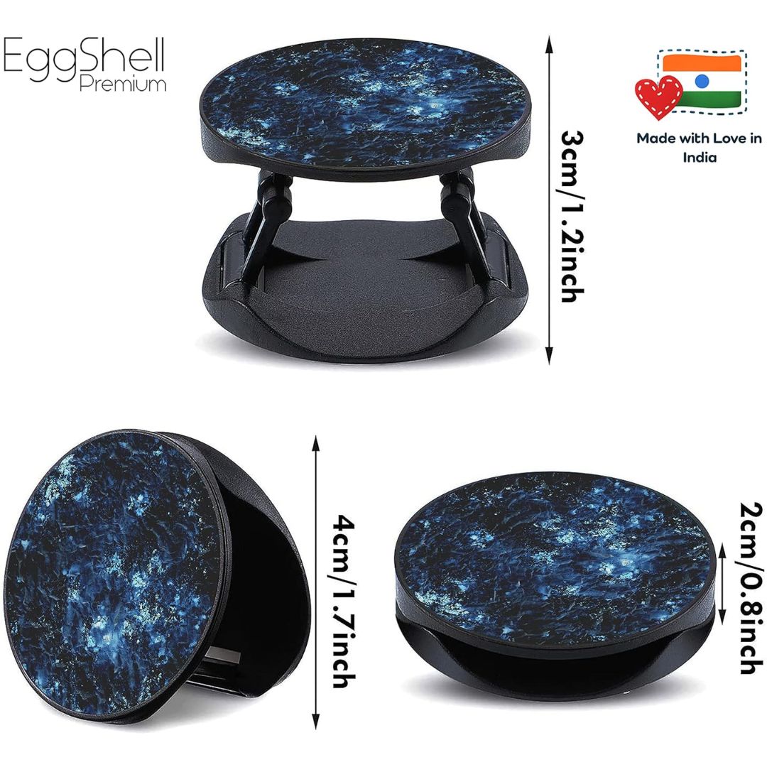 Eggshell Premium Super Matt Finish Effect Mobile Back Holder (Mobile Selfie Finger Grip) with Expanding Stand for All Smartphones & Tablets | (Blue Stardust Abstract)