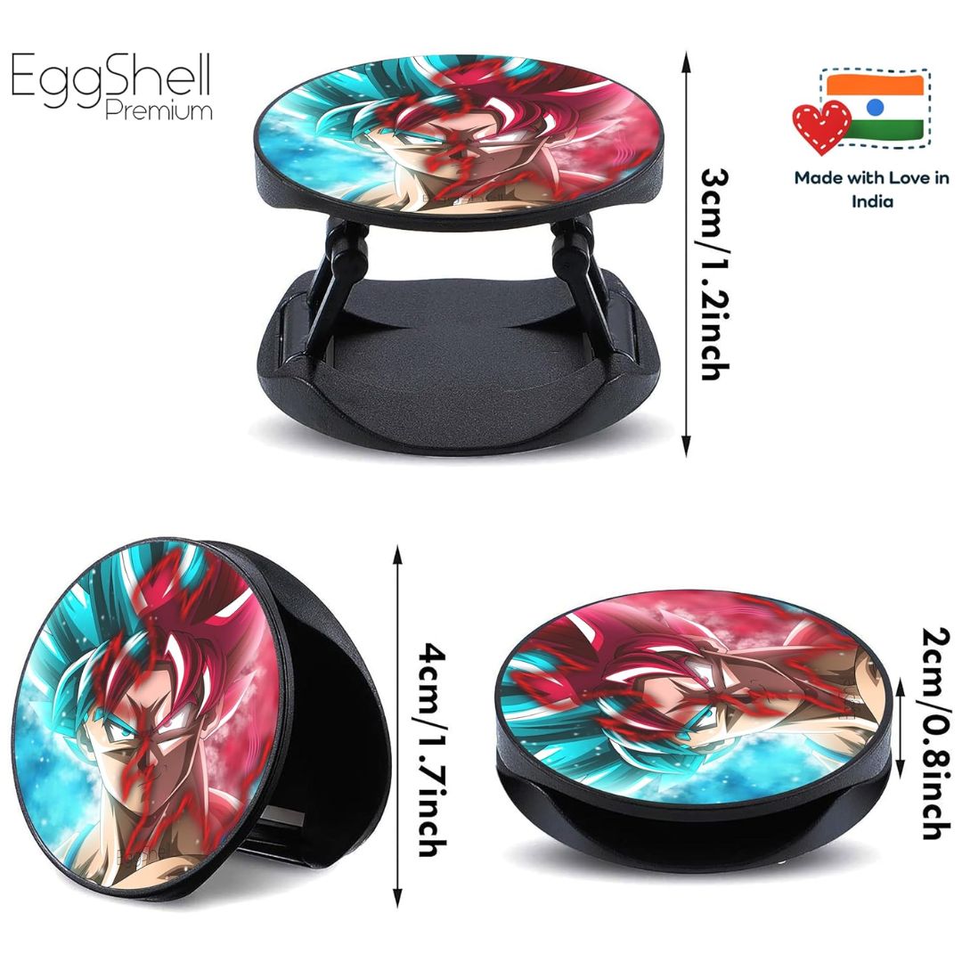 Eggshell Premium Super Matt Finish Effect Mobile Back Holder (Mobile Selfie Finger Grip) with Expanding Stand for All Smartphones & Tablets | (Goku's Ultimate Form)