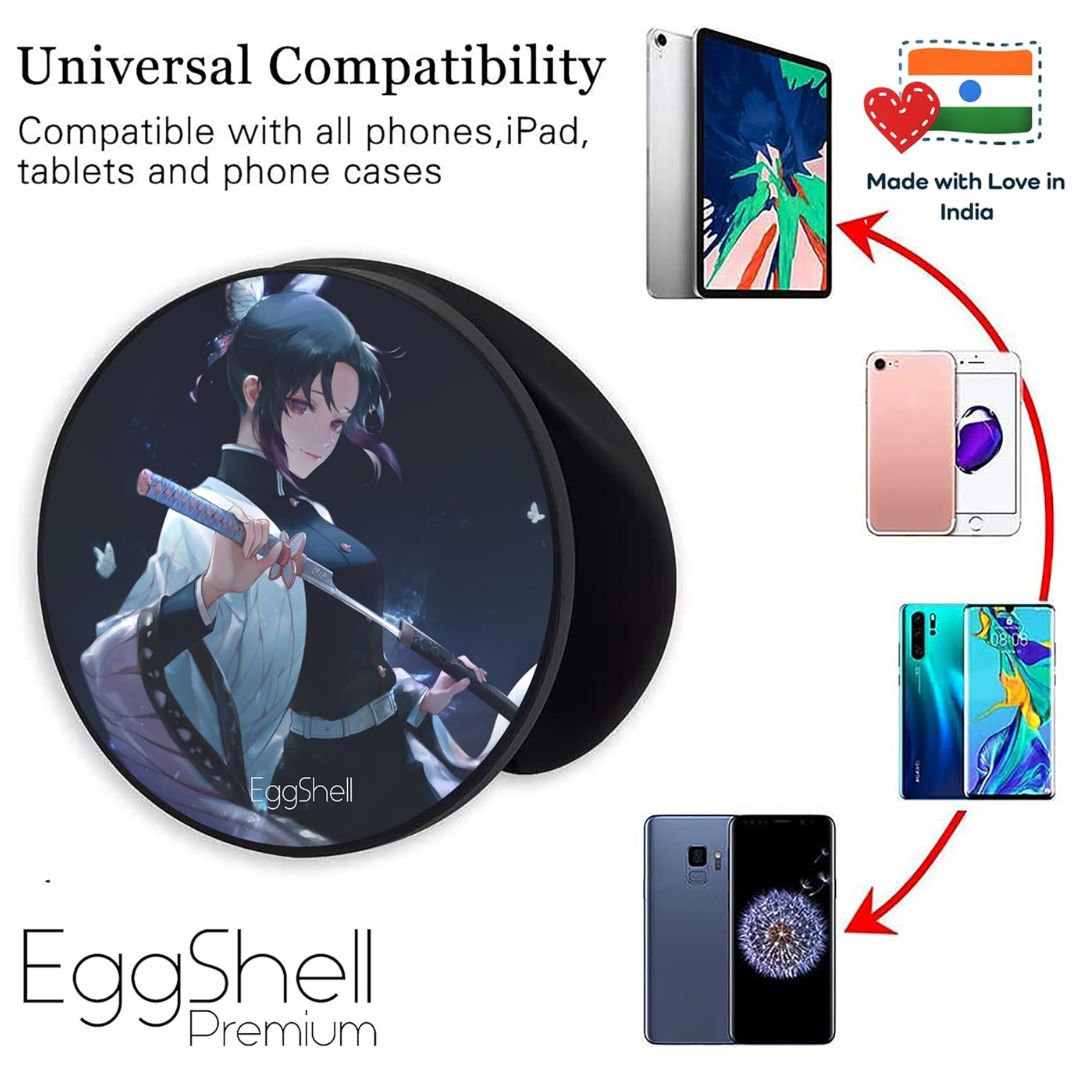Eggshell Premium Super Matte Phone Grip & Stand | Expandable Mobile Back Holder for Smartphones & Tablets | (Insect hashira Shinobu kocho Demon Slayer)