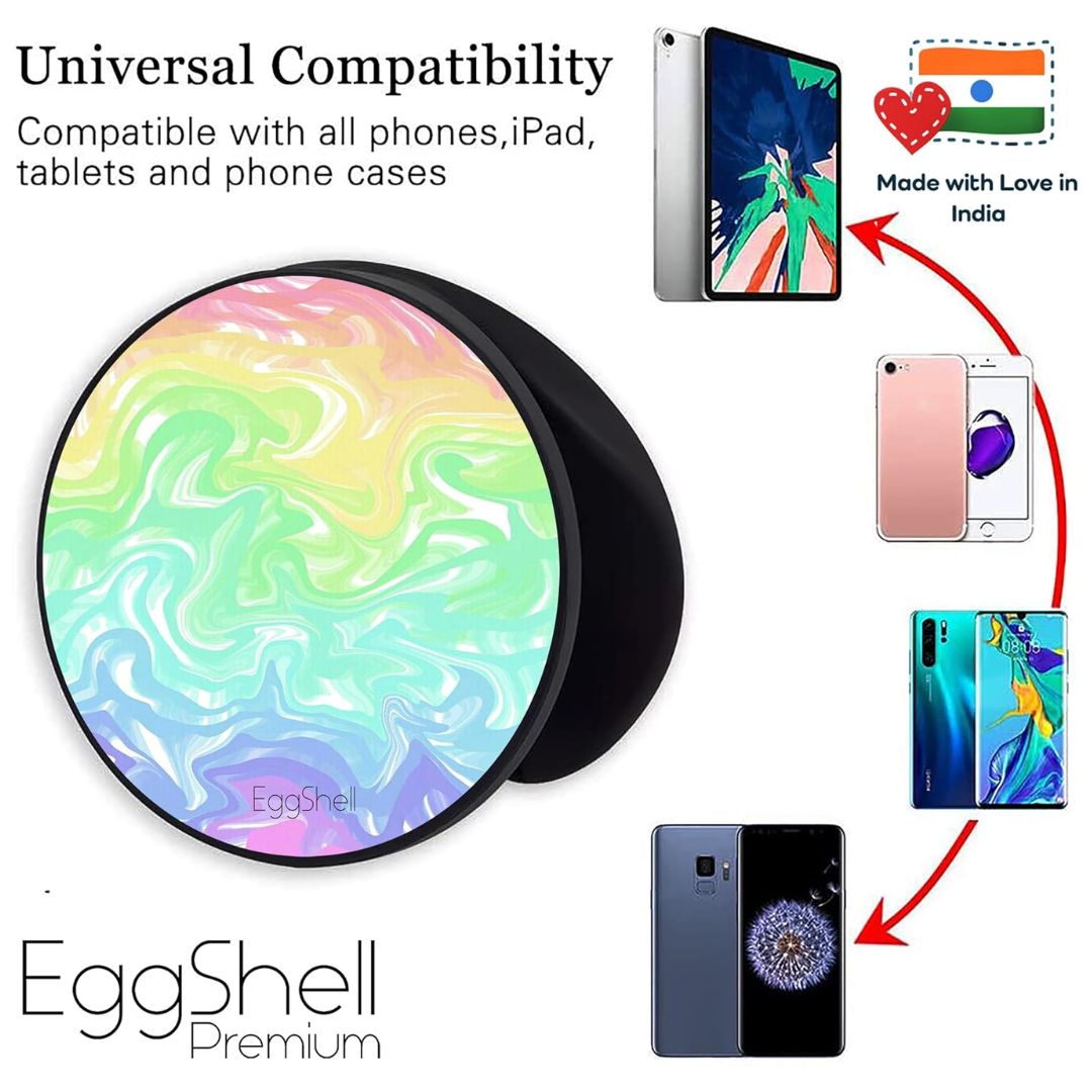Eggshell Premium Super Matt Finish Effect Mobile Back Holder (Mobile Selfie Finger Grip) with Expanding Stand for All Smartphones & Tablets | (Abstract Waves Design)
