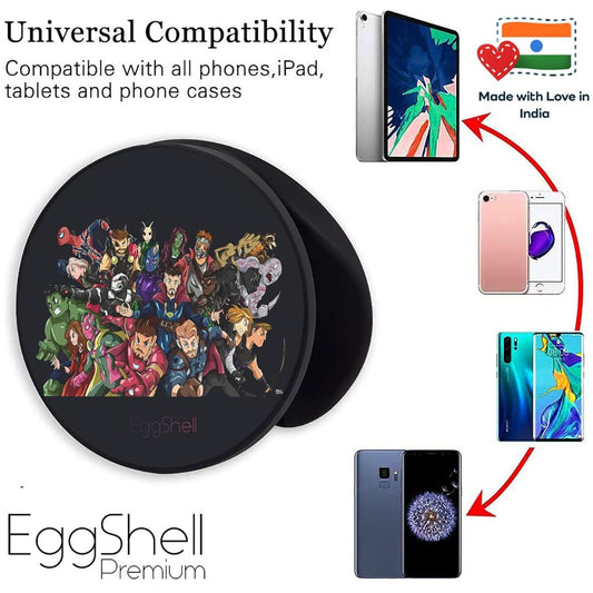 Eggshell Premium Super Matt Finish Effect Mobile Back Holder (Mobile Selfie Finger Grip) with Expanding Stand for All Smartphones & Tablets | (Avengers Infinity War Hero)