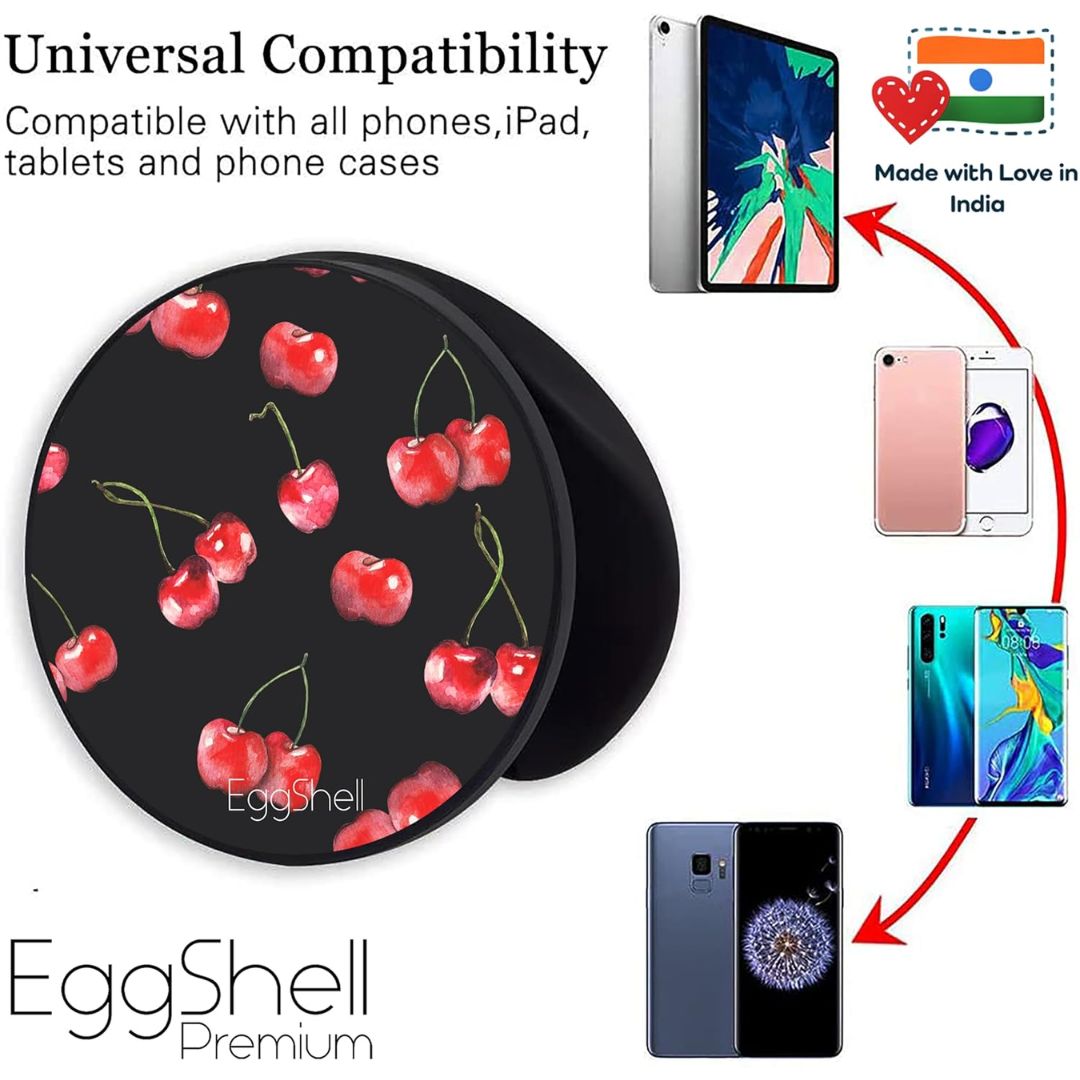 Eggshell Premium Super Matte Phone Grip & Stand | Expandable Mobile Back Holder for Smartphones & Tablets | (Cherry)