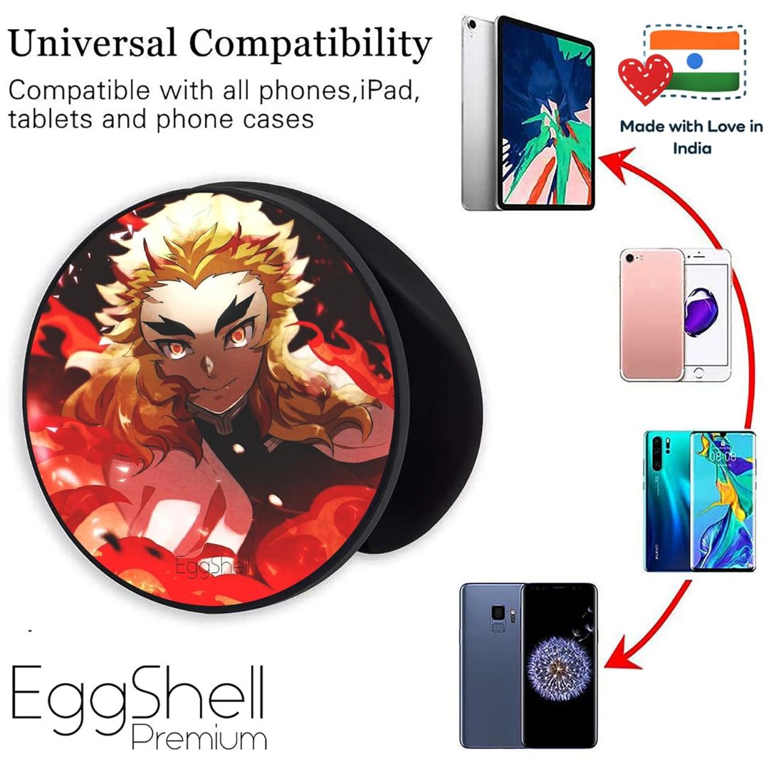 Eggshell Premium Super Matte Phone Grip & Stand | Expandable Mobile Back Holder for Smartphones & Tablets | (Demon Slayer Rengoku)