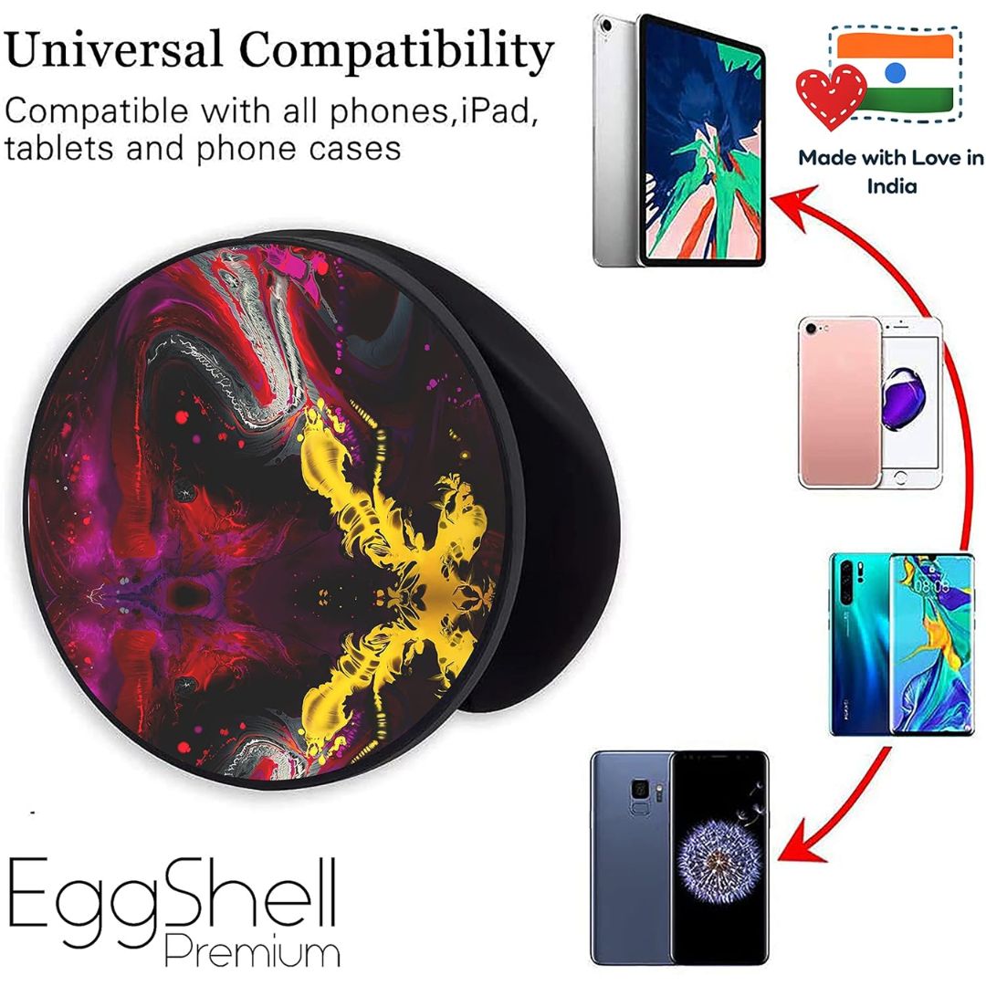 Eggshell Premium Super Matt Finish Effect Mobile Back Holder (Mobile Selfie Finger Grip) with Expanding Stand for All Smartphones & Tablets | (Dragon's Breath Abstract)