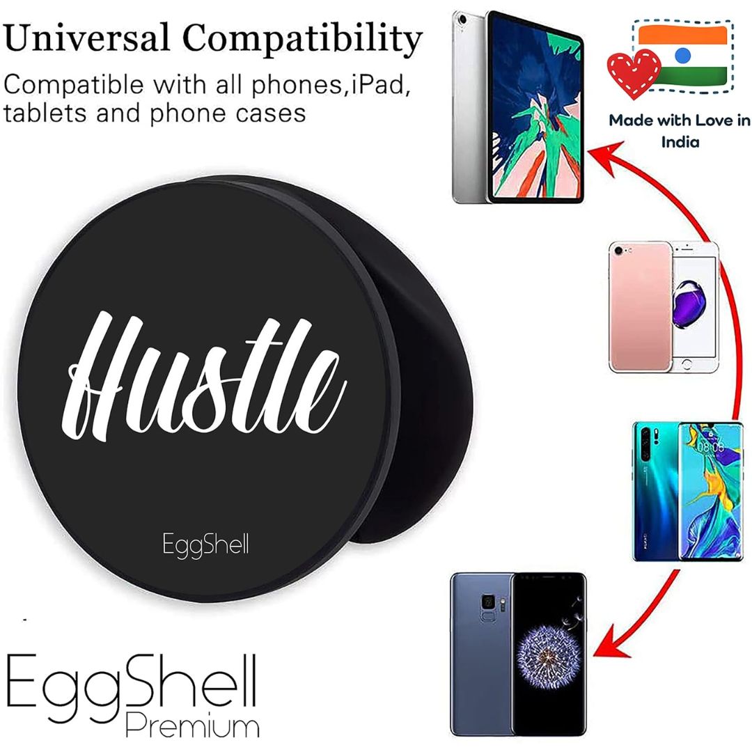 Eggshell Premium Super Matt Finish Effect Mobile Back Holder (Mobile Selfie Finger Grip) with Expanding Stand for All Smartphones & Tablets | (BW Hustle)