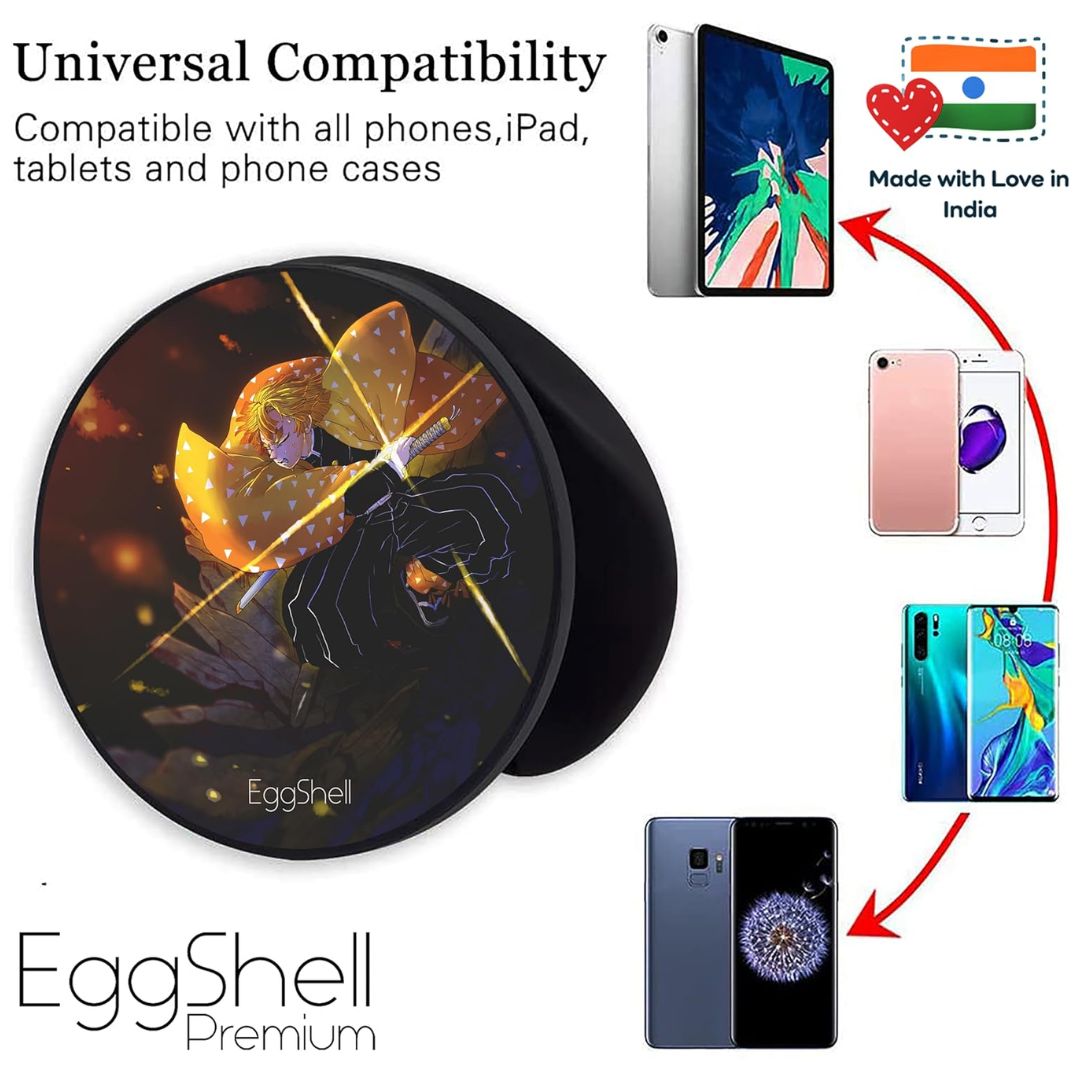 Eggshell Premium Super Matte Phone Grip & Stand | Expandable Mobile Back Holder for Smartphones & Tablets | (Sleeping Zenitsu Attacks Demon Slayer)