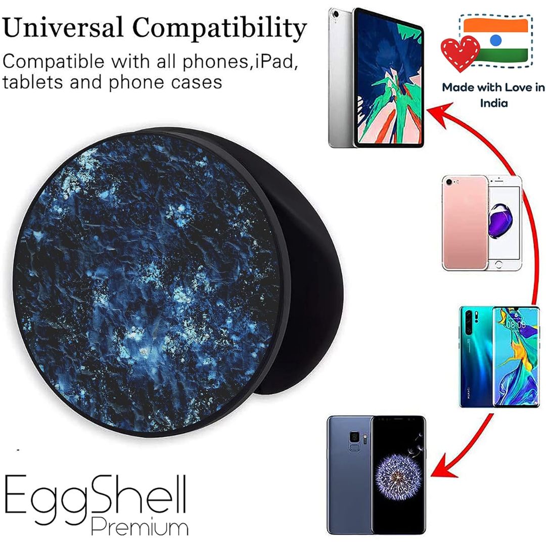 Eggshell Premium Super Matt Finish Effect Mobile Back Holder (Mobile Selfie Finger Grip) with Expanding Stand for All Smartphones & Tablets | (Blue Stardust Abstract)