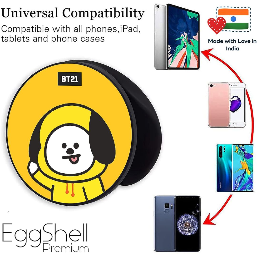 Eggshell Premium Super Matt Finish Effect Mobile Back Holder (Mobile Selfie Finger Grip) with Expanding Stand for All Smartphones & Tablets (Chimmy) (Chimmy)
