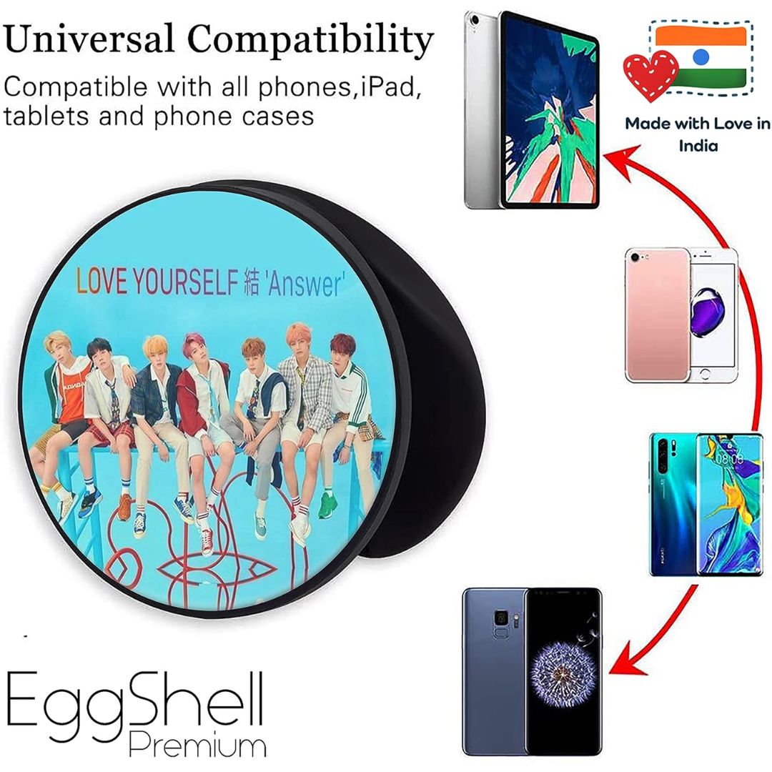 Eggshell Premium Super Matt Finish Effect Mobile Back Holder (Mobile Selfie Finger Grip) with Expanding Stand for All Smartphones & Tablets | (BTS - Playground Full Group)