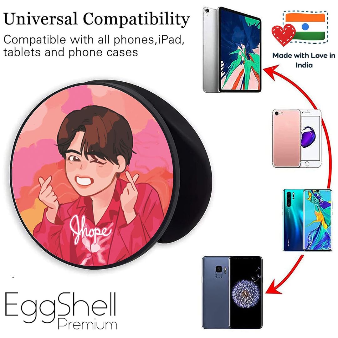 Eggshell Premium Super Matte Phone Grip & Stand | Expandable Mobile Back Holder for Smartphones & Tablets | (BTS - Animated J Hope)