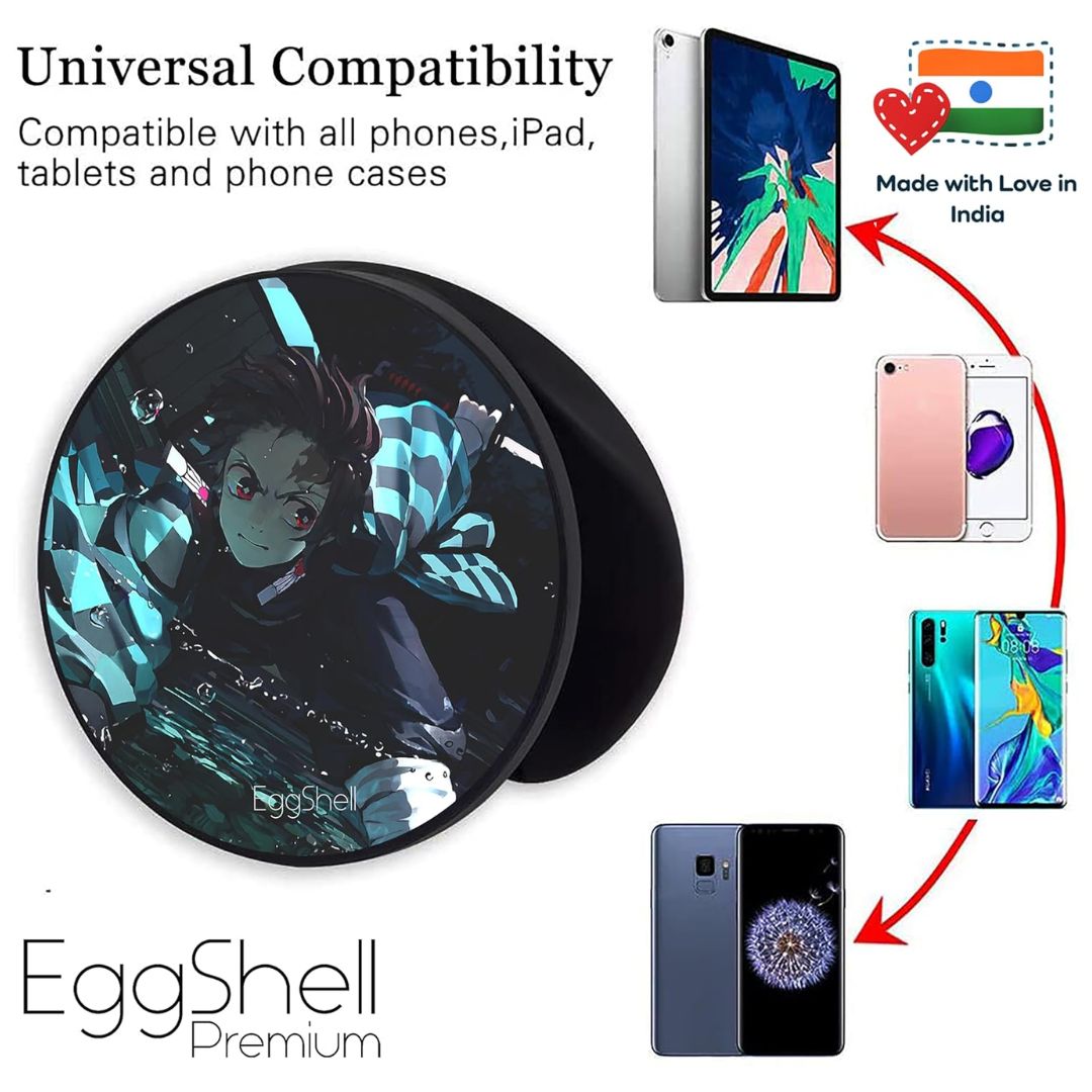 Eggshell Premium Super Matte Phone Grip & Stand | Expandable Mobile Back Holder for Smartphones & Tablets | (Blue Shaded Kamado tanjiro Demon Slayer)