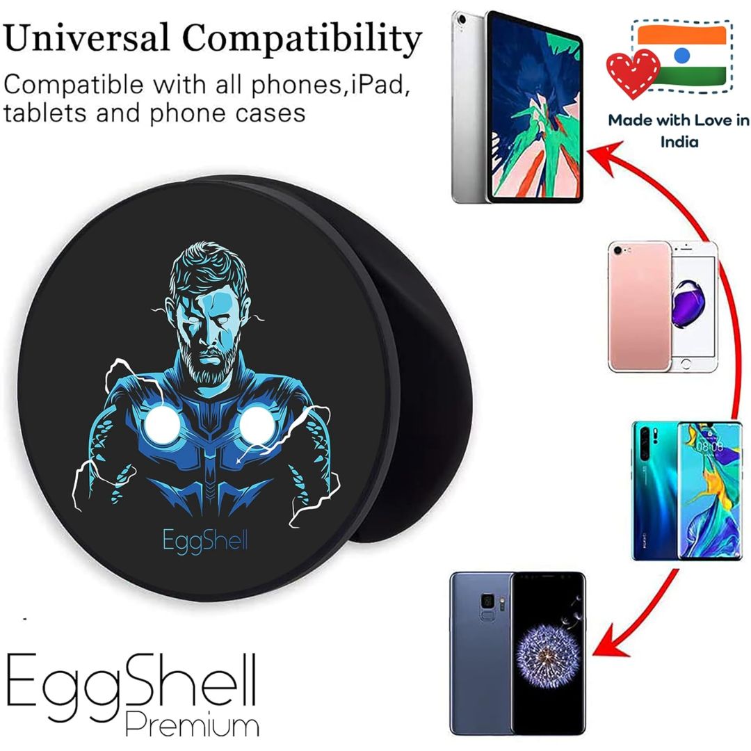 Eggshell Premium Super Matt Finish Effect Mobile Back Holder (Mobile Selfie Finger Grip) with Expanding Stand for All Smartphones & Tablets | (Amoled S Blue Thor)