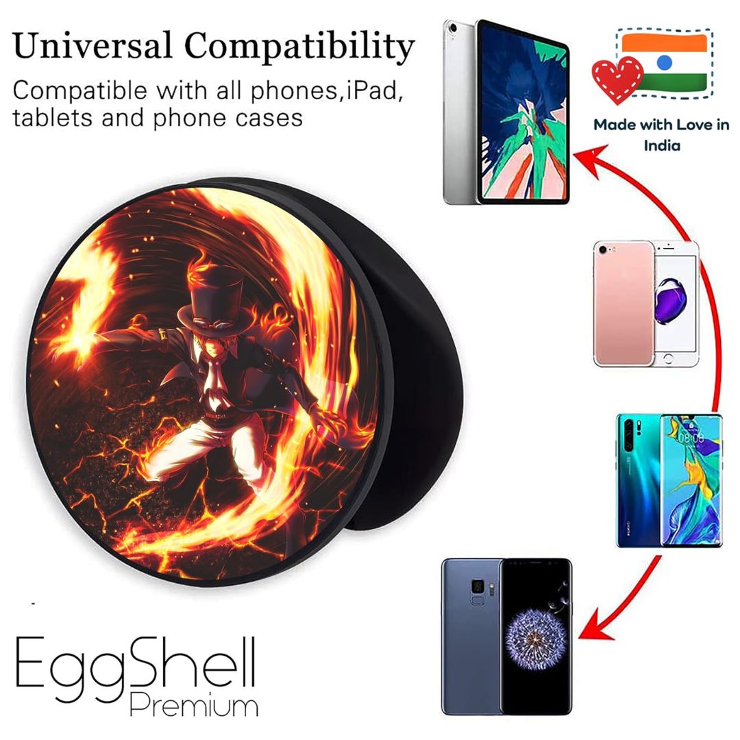 Eggshell Premium Super Matte Phone Grip & Stand | Expandable Mobile Back Holder for Smartphones & Tablets | (Flame Dragon Sabo)