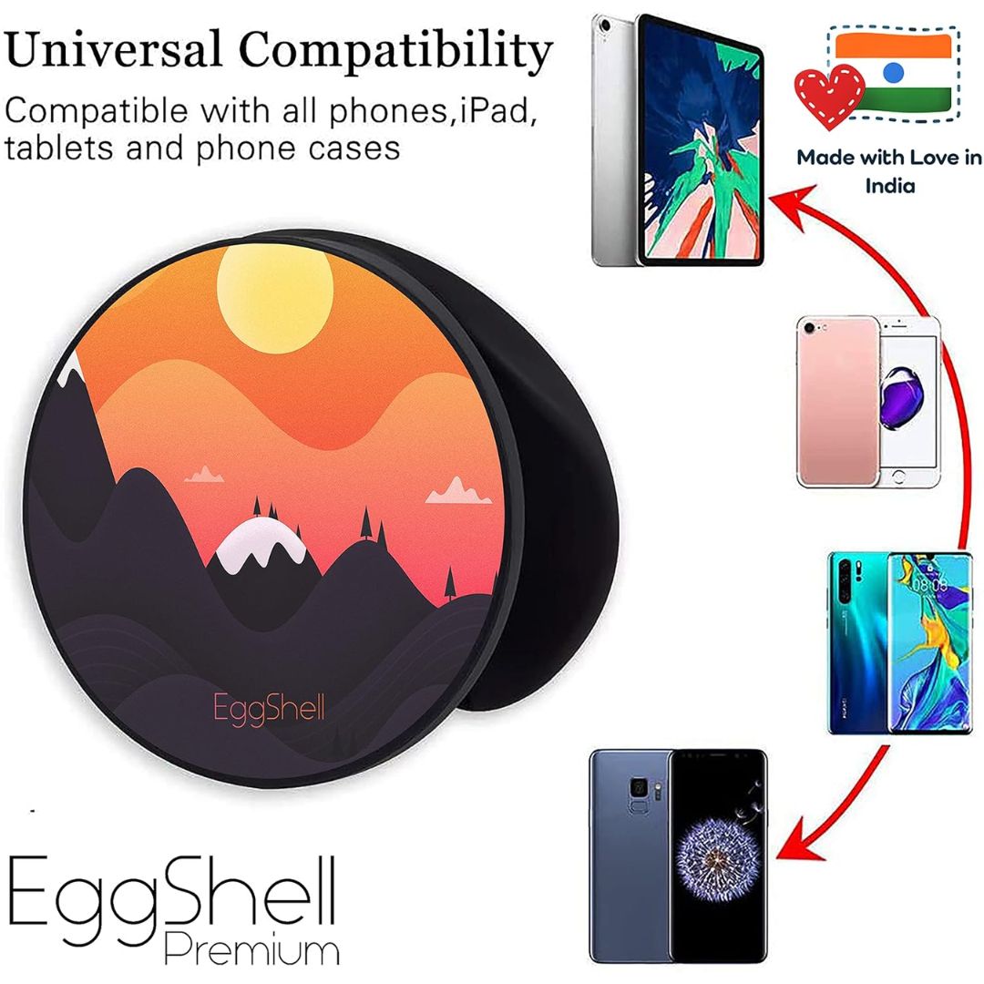 Eggshell Premium Super Matt Finish Effect Mobile Back Holder (Mobile Selfie Finger Grip) with Expanding Stand for All Smartphones & Tablets | (at The Dawn)