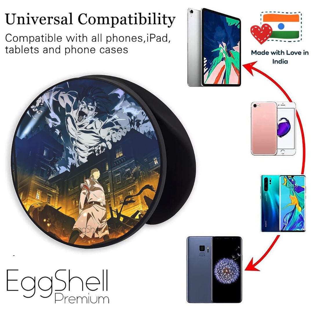 Eggshell Premium Super Matte Phone Grip & Stand | Expandable Mobile Back Holder for Smartphones & Tablets | (AOT Attack Titan on Reiner)