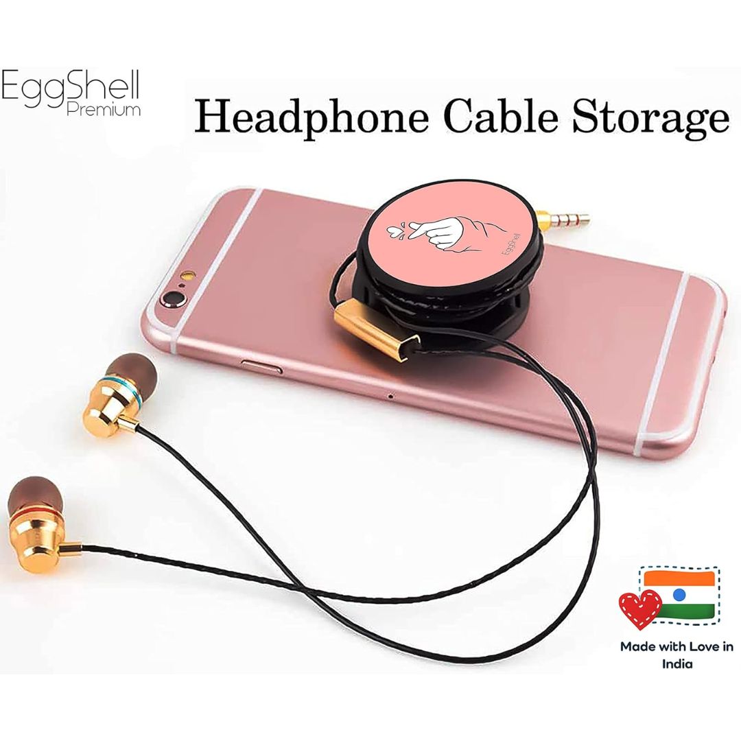 Eggshell Premium Super Matt Finish Effect Mobile Back Holder (Mobile Selfie Finger Grip) with Expanding Stand for All Smartphones & Tablets (Light Pink Heart in Hands)
