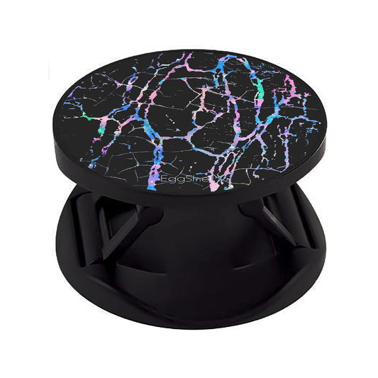 Eggshell Premium Super Matt Finish Effect Mobile Back Holder (Mobile Selfie Finger Grip) with Expanding Stand for All Smartphones & Tablets | (Black Colorful Vibrant Abstract)