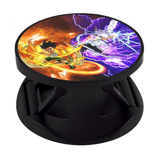 Eggshell Premium Super Matte Phone Grip & Stand | Expandable Mobile Back Holder for Smartphones & Tablets | (Chibi Gon and Killua NEN Abilities)