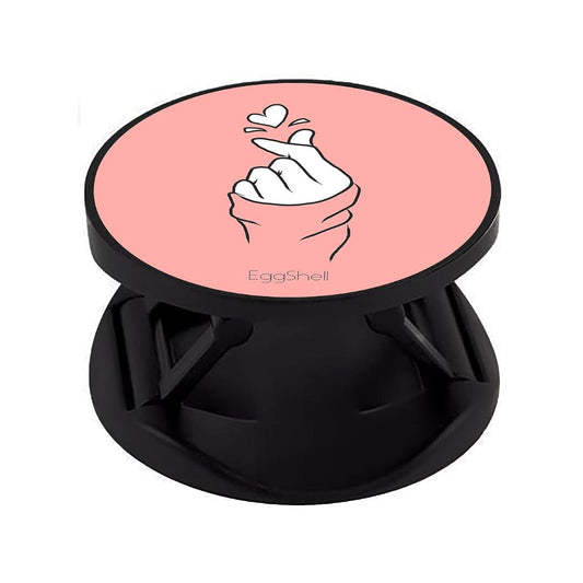 Eggshell Premium Super Matt Finish Effect Mobile Back Holder (Mobile Selfie Finger Grip) with Expanding Stand for All Smartphones & Tablets (Light Pink Heart in Hands)