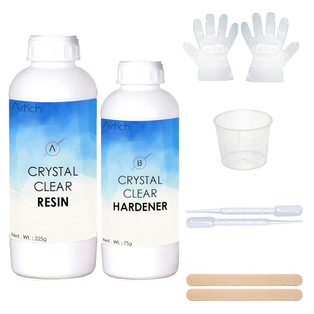 Artich Epoxy Resin Art Kit Crystal Clear Epoxy Resin And Hardener high gloss finish, non-toxic, UV Resistant (300ml)