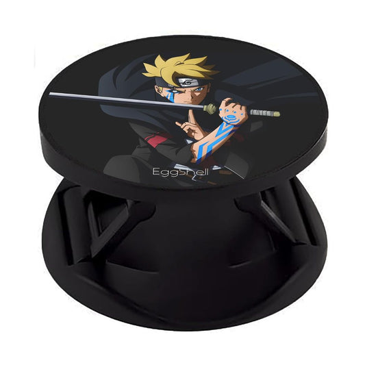 Eggshell Premium Super Matt Finish Effect Mobile Back Holder (Mobile Selfie Finger Grip) with Expanding Stand for All Smartphones & Tablets | (Boruto Karma Mode)