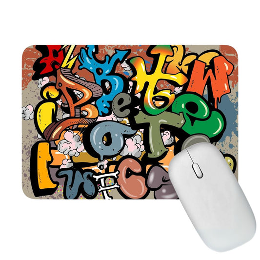 Artich Designer Gaming Mouse Pad for Office Laptop/Computer with Super Soft Non-Slip Rubber Base and Lycra Cloth Surface for Silky Touch Rectangle (Alphabet Graffiti)